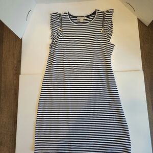 Michael Kors Navy and White Striped Casual Dress